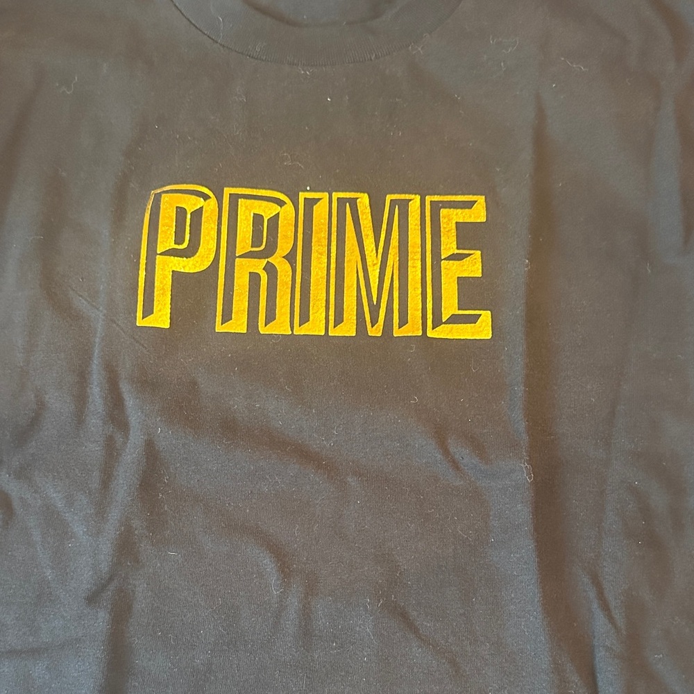 Black T-Shirt with Yellow 'PRIME' Graphic